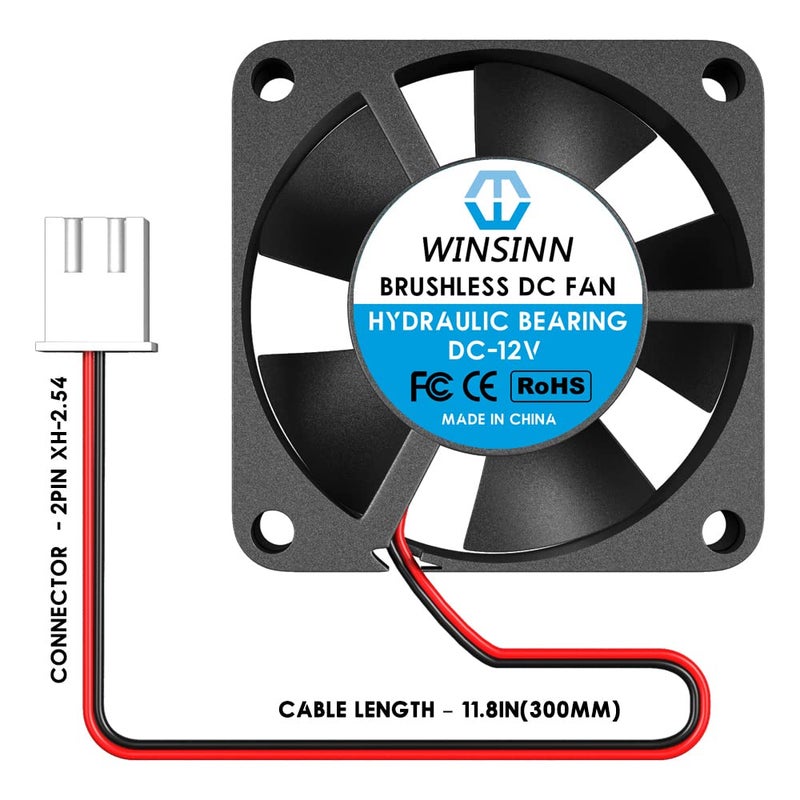 WINSINN 30mm 12V Fan - Hydraulic Bearing, 9000 RPM, 3010 Cooling Fan for Computer Systems, 30cm Cable with XH2.54-2PIN, Brushless 30x10mm (5Pcs) - Image 3